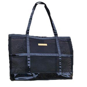 Nostalgic Giorgio Beverly Hills Glossy Black Vinyl & Mesh Shopping Tote